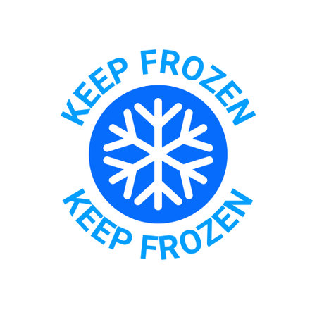 Keep frozen vector logo illustration. Frozen product label badge pictogram. Winter frozen food symbol sticker packaging.のイラスト素材