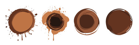 Splatter ink vector dirt stain brown brush. Paint inkblot black blob ink splatter grunge isolated background design.のイラスト素材