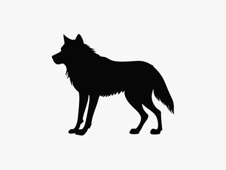 Wolf silhouette vector animal isolated illustration. Howl wolf icon silhouette background.のイラスト素材