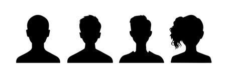 Avatar female male icon silhouette. Head profile user face anonymous person portrait illustration. Avatar circle icon vector icon.のイラスト素材