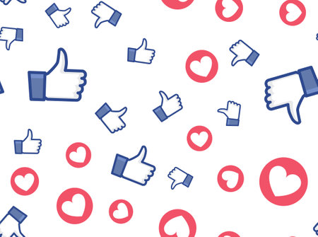 Like symbol pattern background. Thumb up like heart icon design for social network