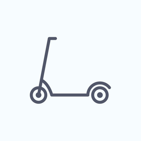 Electric scooter vector line icon logo. Bicycle electric scooter silhouette charge designのイラスト素材