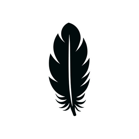 Feather weight light black vector icon. Smooth black feather pictogram logo bird icon.のイラスト素材