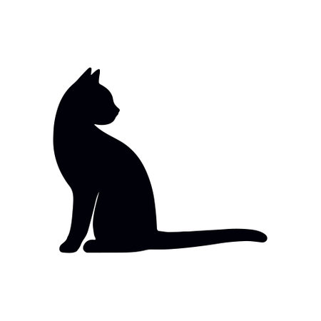 Cat silhouette vector logo icon. Black cat silhouette illustration isolated kitten pet cartoon iconのイラスト素材