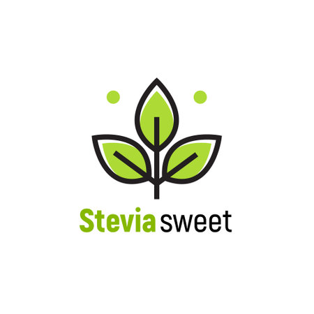 Stevia rebaudiana logo icon. Stevia leaf vector logo badge label plant natural extract. Herbal organic icon.のイラスト素材