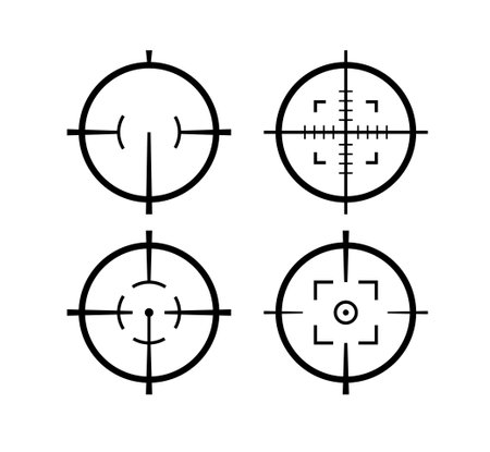 Target aim sight vector icon. Military target shot gun army crosshair focus symbol aim pointerのイラスト素材