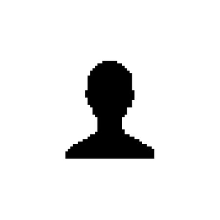 Pixel art black human silhouette. Minimalistic human figure icon in retro pixelated style.