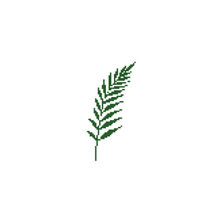 Pixel art green leaf illustration. Minimalistic leaf design in retro pixelated style.のイラスト素材