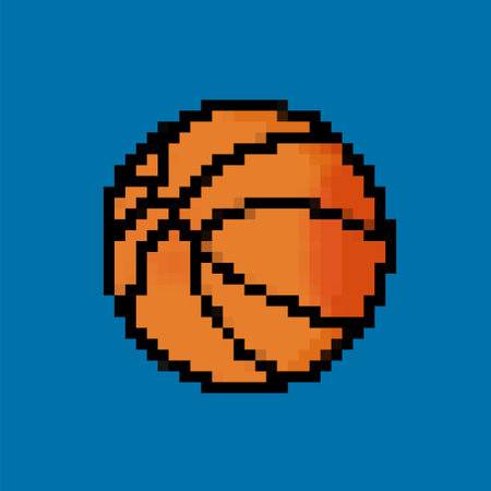 Pixelated basketball icon. Retro pixel icon basketball in vibrant colorsのイラスト素材