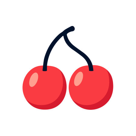 Minimalist cherry flat icon. Red cherry modern isolated fresh simple icon.