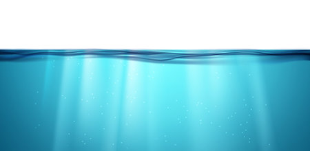 Water wave vector sea background. Blue water isolated surface underwater abstract clean backgroundのイラスト素材