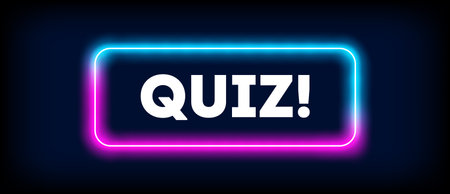 Quiz graphic with glowing neon circle and digital network design. Bold text in futuristic style on a dark background.のイラスト素材