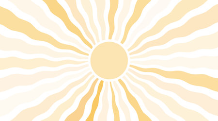 Sun burst pattern background ray sunshine. Retro summer sun wave vector geometric texture beamのイラスト素材