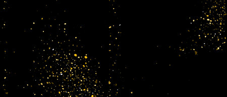 Firework golden confetti pattern background gradient. Vector gold glitter carnival dust texture.のイラスト素材