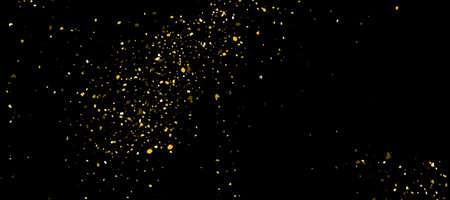 Firework golden confetti pattern background gradient. Vector gold glitter carnival dust texture.のイラスト素材