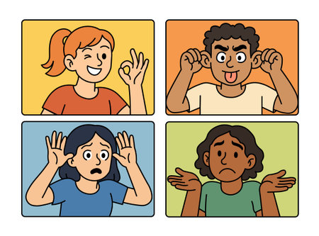 Avatar face character person icon set. Vector avatar woman happy portrait cartoon emotion people flat man iconのイラスト素材