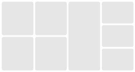 Bento grid template layout shape. Bento box modular collage frame design geometry background.のイラスト素材