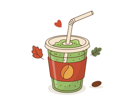Hot drink mug autumn coffee chocolate latte. Cocoa drink autumn hot mug tea vector cozy illustration winter cartoon designのイラスト素材
