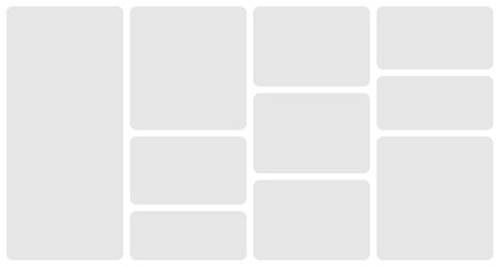 Bento grid template layout shape. Bento box modular collage frame design geometry background.のイラスト素材