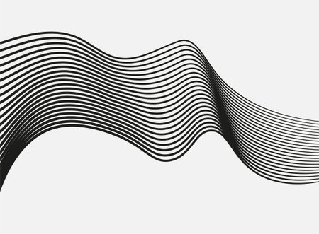 Wave lines abstract flow curve motion design pattern graphic modern shape contour minimal black white fluid art texture stylized form movementのイラスト素材