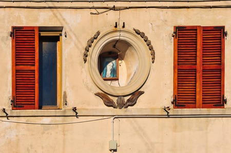 Window, architectural detail, building at old city, Ancona, Italyの写真素材
