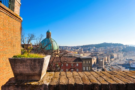 Cityscape, architectural detail, buildings at old city, Ancona, Italyの写真素材