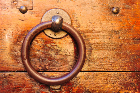 Door knob, architectural detail, building at old city, Ancona, Italyの写真素材