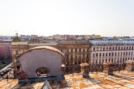 beautiful view from the roof of St. Petersburg at the center of the city sunsetの写真素材