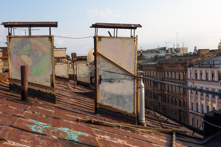 beautiful view from the roof of St. Petersburg at the center of the city sunsetの写真素材