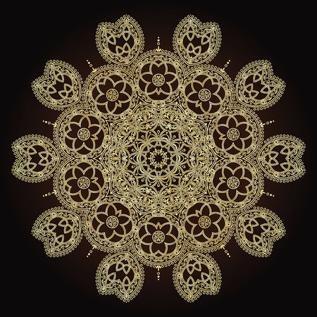 Flower Mandalas. Vintage decorative elements. Oriental pattern in the style of Islam, Arabic, Indian, turkish, pakistan, chinese, ottoman motifs. Vector Illustrationのイラスト素材
