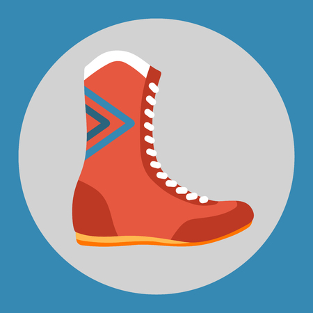 Boxing boots icon. Red boxing shoes on a blue background. Sports Equipment. Vector Illustrationのイラスト素材