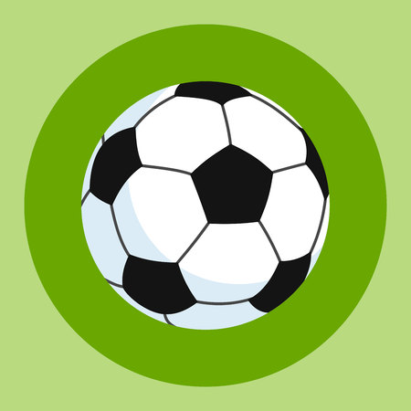 Soccer ball icon. White-black soccer ball on a green and red background. Sports Equipment. Vector Illustration.のイラスト素材