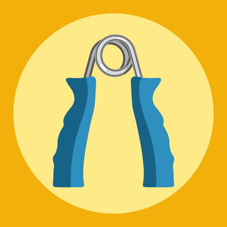Hand trainer icon. Colorful hand trainer on a yellow background. Sports Equipment. Vector Illustration.のイラスト素材