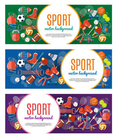 Banner of sport balls and gaming equipment image illustrationのイラスト素材
