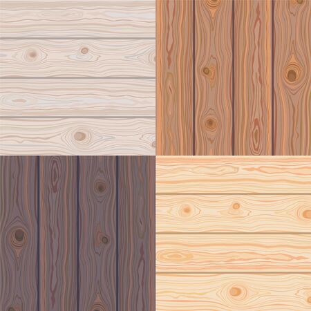 Set of Wooden striped textured background. Brown wooden wall, plank, table or floor surface. Cutting chopping board. Colorful natural boardwalk surface. Vector Illustrationのイラスト素材