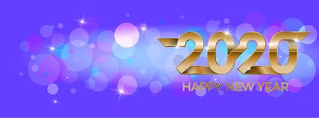 2020 Happy New Year. Banner invitation, party poster glittering stars glitter decoration. Winter...