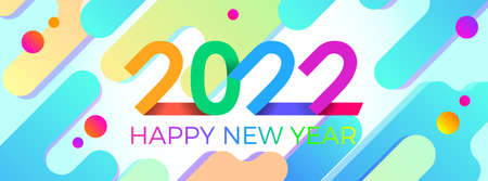 2022 Happy New Year. Paper memphis geometric style for holidays flyers and Happy New Year cards.のイラスト素材