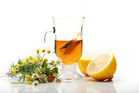 Tea and herbs の写真素材