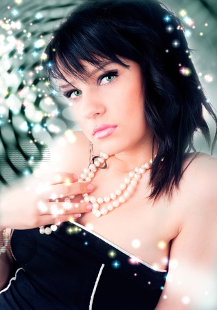 Fashion portrait with decorative elementsの写真素材