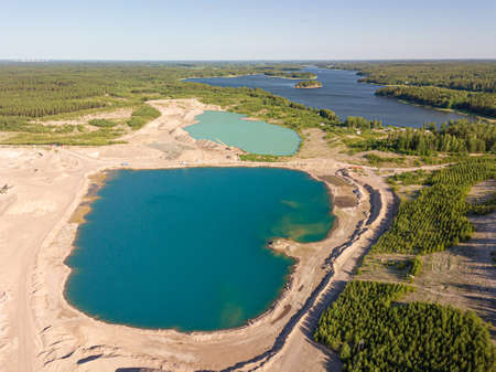 Photo from the air. The nature of Finland. Artificial reservoir. Finland. Porvoo. High quality photoの写真素材