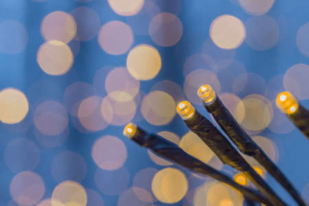burning christmas garland and bokeh. High quality photoの写真素材