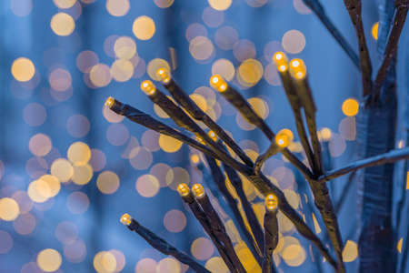 burning christmas garland and bokeh. High quality photoの写真素材