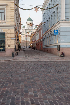 Helsinki, Finland December 8, 2020 City center view of Helsinki Senate Square. High quality photoのeditorial素材