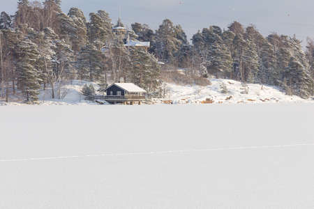 Winter seaside landscape at sea, Finland. Helsinki. High quality photoの写真素材