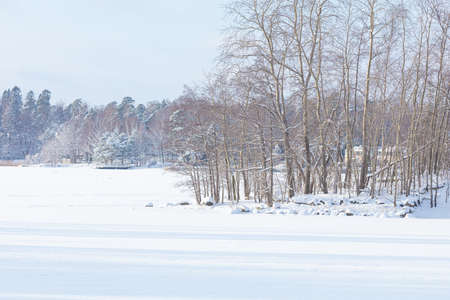 Winter seaside landscape at sea, Finland. Helsinki. High quality photo