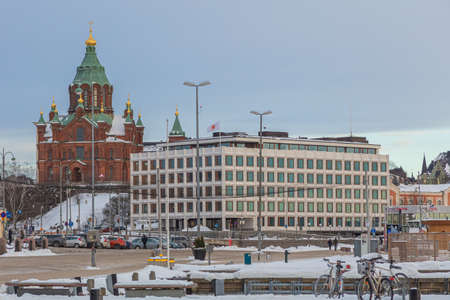Helsinki, Finland February 15, 2021 Cityscape in the center. High quality photoのeditorial素材
