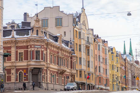 Helsinki, Finland February 15, 2021 Cityscape in the center. High quality photoのeditorial素材