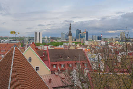 Tallinn Estonia 21 May 2021 Aerial cityscape with old and modern architecture of the centerのeditorial素材