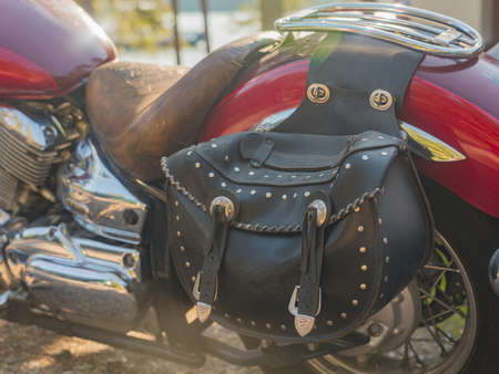 Finland. Turku. July 3, 2021 Biker's motorcycle in nature. The concept of a summer gathering of bikers.の写真素材