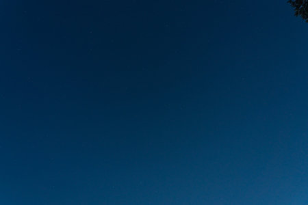 Summer night, starry sky. Blue, natural backgroundの写真素材